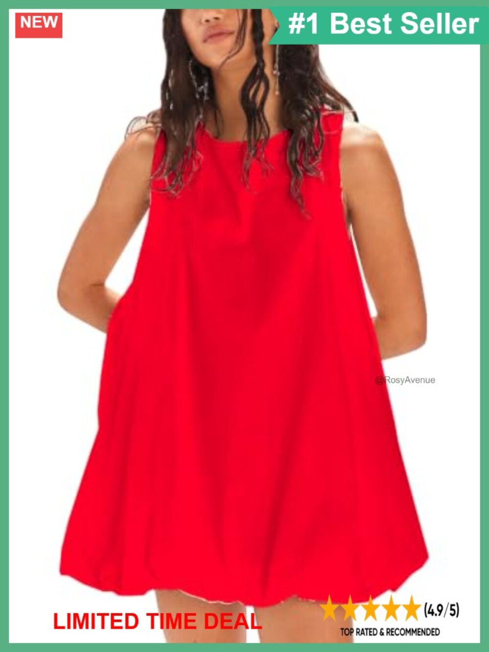 Womens Bubble Mini Dress Sleeveless Lantern Tank Sundress with Pockets